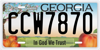 GA license plate CCW7870