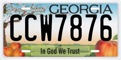 GA license plate CCW7876