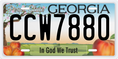 GA license plate CCW7880