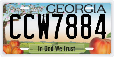 GA license plate CCW7884