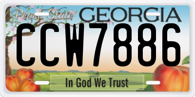 GA license plate CCW7886
