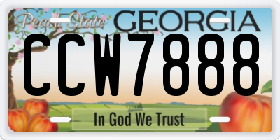 GA license plate CCW7888