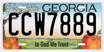 GA license plate CCW7889