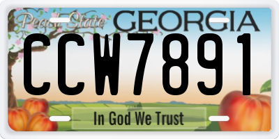 GA license plate CCW7891