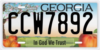 GA license plate CCW7892
