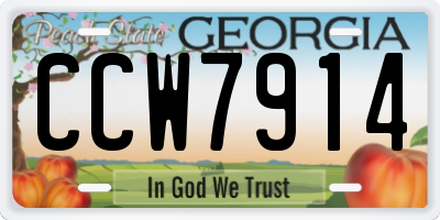GA license plate CCW7914