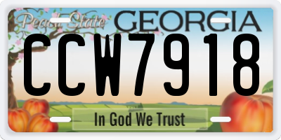 GA license plate CCW7918