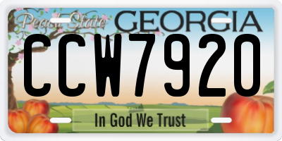 GA license plate CCW7920