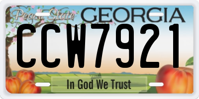GA license plate CCW7921