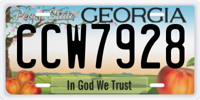 GA license plate CCW7928
