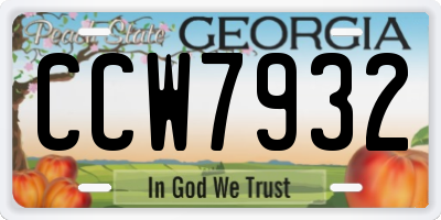 GA license plate CCW7932