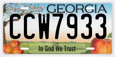 GA license plate CCW7933