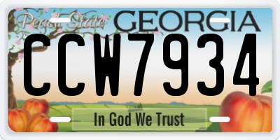 GA license plate CCW7934