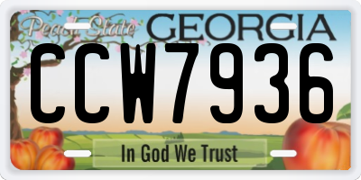 GA license plate CCW7936