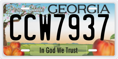 GA license plate CCW7937