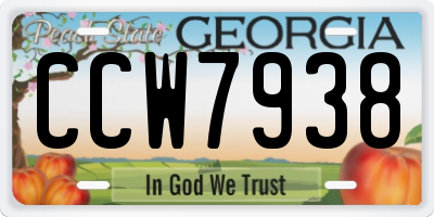 GA license plate CCW7938