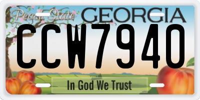 GA license plate CCW7940