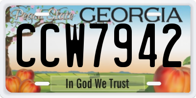 GA license plate CCW7942