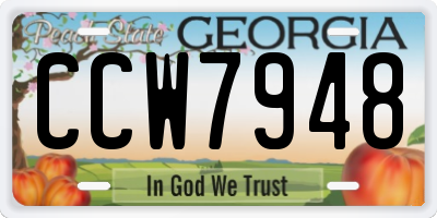 GA license plate CCW7948