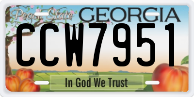 GA license plate CCW7951