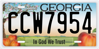 GA license plate CCW7954