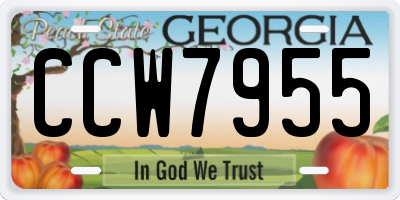 GA license plate CCW7955