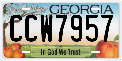 GA license plate CCW7957