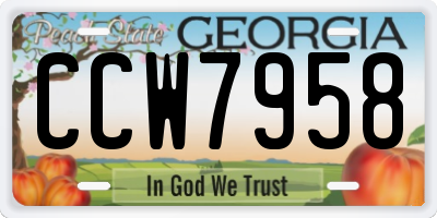 GA license plate CCW7958