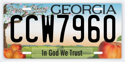 GA license plate CCW7960