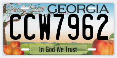 GA license plate CCW7962