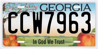 GA license plate CCW7963