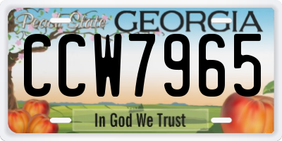 GA license plate CCW7965