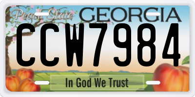 GA license plate CCW7984