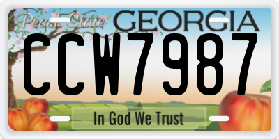 GA license plate CCW7987