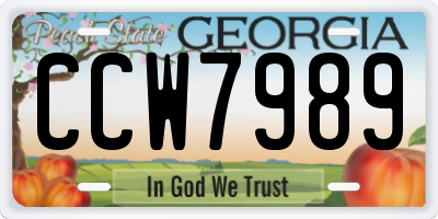 GA license plate CCW7989