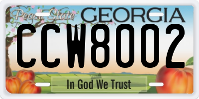 GA license plate CCW8002