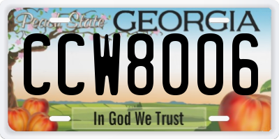 GA license plate CCW8006