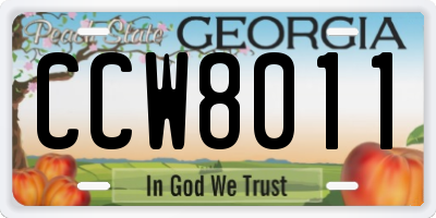 GA license plate CCW8011