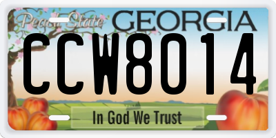 GA license plate CCW8014