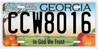 GA license plate CCW8016