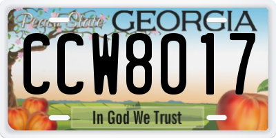 GA license plate CCW8017