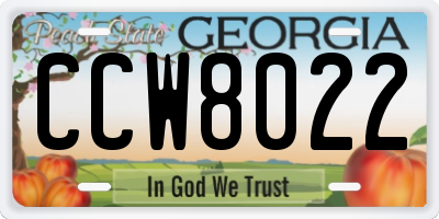 GA license plate CCW8022