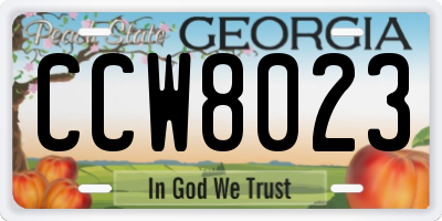 GA license plate CCW8023