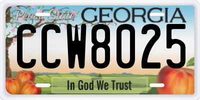 GA license plate CCW8025