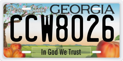 GA license plate CCW8026