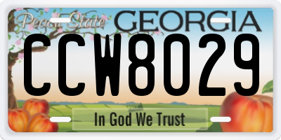 GA license plate CCW8029