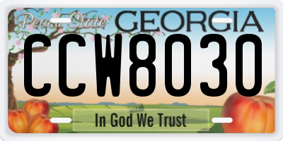 GA license plate CCW8030