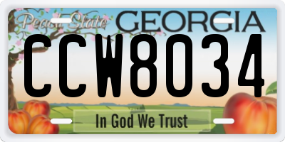 GA license plate CCW8034