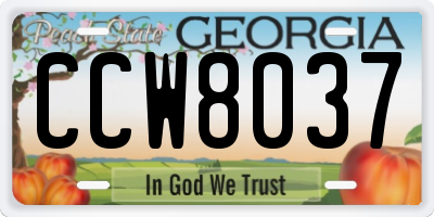 GA license plate CCW8037
