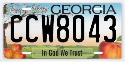 GA license plate CCW8043